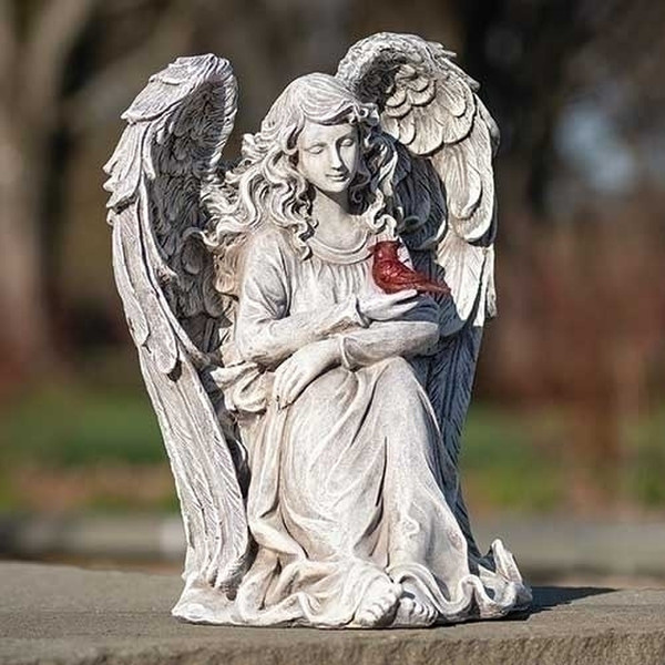 Winged Cardinal Memorial Angel Statue Inspirational Sculptures 